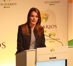 Su Alteza Real la Princesa de Asturias durante su intervención en la entrega de los Premios "Solidarios ONCE Asturias"